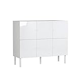 キャビネット 完成品 3列2段 ホワイト 北欧 白家具 扉付き nail 120L cabi