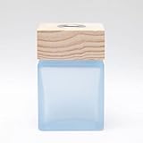 ウッドキャップ・キューブグラスボトル 【スモークブルー】リードディフューザー用 リードディフューザーボトル ガラス ビン 容器　(5.5cm*5.5cm*8.5cm) 3glad (スモークブルー)