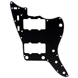 Musiclily Pro 13穴 65 60s JM ジャズマスター用ピックガードFender American Jazzmasterエレキギター用、黒3P