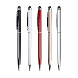 ALLVD タッチペン付き2 in 1 5本セット多機能ボールペン黒インクタッチペンタブレットスマホタブレット用タッチペン軽量