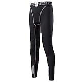 [Nesseo] スポーツタイツ インナー スパッツ キッズ タイツ コンプレッション レギンス ジュニア ストレッチ [UVカット 吸汗速乾] 3339blk-gr-130