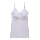 KUCI マタニティキャミソール, 綿授乳 産前 産後 妊娠中のトップス睡眠キャミソールタンク, ベーシック授乳Tシャツ (White, L)