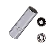 Mirhua プラグレンチ スパークプラグレンチ 磁気ジ ジョイントユニバーサルソケット 12角薄壁 3/8(9.5mm)挿入角 ロープロファイル 輸入車などのプラグ交換用 (16mm)