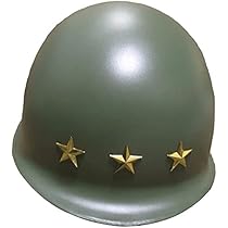 米軍実物　M1ヘルメット Amazon | WW2 米軍 M1 ヘルメット 中将 星三つ アメリカ軍 複製