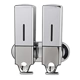 otoye シャンプーディスペンサー 壁掛け シャンプーボトル 省スペース バスルーム オーガナイザー (500ml x 2,シルバー)