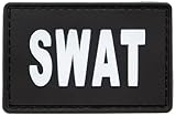 ワッペン SWAT（スワット・特殊部隊） PVCパッチ マジックテープ（ベルクロ・面ファスナー）着脱 ミリタリー サバゲー (黒)
