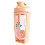 FIGO プロテインシェイカー シェイカーボトル 500ml ボール付 持ち運び携帯 BPAフリー 液漏れ＆匂い防止 大容量 ピーチファズ