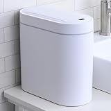 山善(YAMAZEN) ゴミ箱 自動開閉 サニタリーボックス コンパクト センサー式 ボタン式 9L (10Lゴミ袋対応) 幅30×奥行15×高さ30.5cm トイレポット 洗面所 トイレ ふた付き 電池式 完成品 ホワイト ESTS-9(WH)