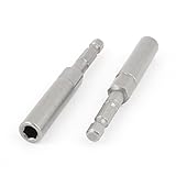 uxcell 六角ナットドライバー グレー ドリル 3"長さ 6mmワイドヘッド ソケット ビット 2個