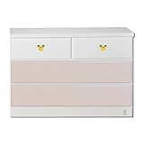 アルファタカバ ディズニー家具カラフルキッズチェストミッキー取っ手付き 100cm幅3段アンジェパステルピンク (イエロー)