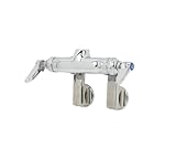 T&S Brass B-0342-LN Double Pantry Rigid Base Faucet with Wall Mount, Adjustable Center, Integral Sto