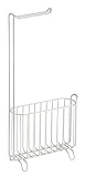 InterDesign Classico Free Standing Toilet Paper Holder and Magazine Rack for Bathroom - Pearl White 