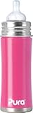 Pura Kiki Stainless Infant Bottle Stainless Steel with Natural Vent Nipple, 11 Ounce, Pretty Pink, 3