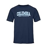 Ivysport コロンビア大学 ライオンズ 半袖 大人用 ユニセックス Tシャツ、クラシック、ネイビー、スモール