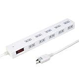電源タップ 延長コード AC コンセント 10個口 10口 1500W 電源コード 3m 一括スイッチ 雷ガード マグネット付 ブレーカー スイングプラグ ほこり防止シャッター タコ足 テーブルタップ OAタップ ホワイト 白 STYLED STP10W-3