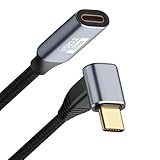 Type C 延長ケーブル L字 0.25M USB-C & USB-C 延長 USB3.2 Gen2(10Gbps) 100W急速充電 ナイロン編みMacBook、iPad、Surface、Xperia、Galaxy、Pixel等タイプC機種対応