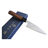 穂岐山刃物 ニッケルダマスカス(和包丁タイプ・紫檀八角柄)小柳 165mm【青一丁箱入】 5508-154555