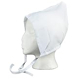 Treasure Gurus アーミッシュコイフ ホワイトリネン ボンネット ヘッドピース コスチューム ピルグリム フード シアター 小道具 帽子