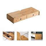 モニター台 机上台 パソコン台 PC台 卓上 人間工学デザイン 二段式 デスク上置棚 パソコン台 机上 収納 蟻組仕様 木製 完成品 引き出し付き 植物オイル塗装仕上げ オフィスデスク用 モニター ノートパソコン デスク整理 キーボード収納 スマホ収納 パソコンスタンド (60*20*8CM,オリジナルカラー【ドロワー】)