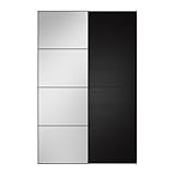 【IKEA/イケア】AULI / ILSENG 引き戸 2枚組, ミラーガラス, ブラックブラウン