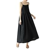 [拼衣坊] ジャンパースカート 綿麻 ロング キャミソールワンピース タック ロングワンピース オールインワン ワンピース キャミソール サロペットワンピース スカート ワンピース レディース キャミワンピ ロング丈 ゆったり 薄手 夏 春夏