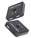 Lecnvuo USB 切替器, USB3.0 双方向 USB切り替え器 2入力1出力/1入力2出力 手元スイッチ PC2台用 1台のプリンターを2台のパソコンで使用 切り替え器 セレクター パソコン 2台 キーボード 1台 USBスイッチャー