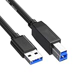 Pocxwa USB 3.0プリンターケーブル USB-Aオス→USB-Bオスコード ドッキングステーション 外付けハードドライブ スキャナー モニター USBハブなどに対応 (ブラック 5フィート), ATP-1.5M