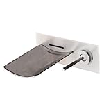 Wovier LED Brushed Nickel Wall Mount Bathroom Sink Faucet Water Flow,Single Handle Single Hole Vesse