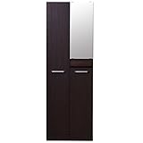 大川家具(日本製) 天然木ミラー付幅60ハイタイプシューズボックス ダークブラウン ic0055 代引不可 ポイント10倍