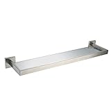 ライデンモダンステンレススチールバスルームセット壁マウントトイレブラシホルダートイレブラシスタンドトイレブラシラックシェルフトイレブラシトイレブラシオーガナイザー曇りガラス付き、つや消しニッケル Gl