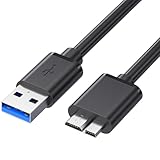 MicroB USB3.0ケーブルUSB-Aオス to microBオス ハードディスクケーブル 外付けHDD/SSD ハードドライブ/HDカメラなど対応 マイクロB変換ケーブル 高速データ転送 1.5m (ブラック)
