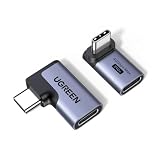 UGREEN usb c 変換アダプタ L字 【ケーブル向き変更+飛び出る防止】 タイプC 変換アダプタ USB4.0 40Gbps高速転送 240W PD超急速充電 8K@60Hz映像出力 L字 L型 90度 オス メス C to Cコネクター Type Cデバイスに対応 アルミ合金 2個セット Thunderbolt 3 MacBook Pro Samsung Galaxy 対応