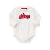 ジンボリー GYMBOREE/ ファイアー トラック ボディスーツ ホワイト ロンパース長袖 3～6ヶ月【並行輸入】
