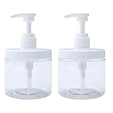 Cosywell ポンプボトルディスペンサー プラスチック 詰め替え可能ボトル 広口ジャースタイル BPAフリー 空のポンプボトル バスルームシャワーコンテナ ローションシャンプーコンディショナー用 (クリア、2X 500ml)