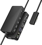 Surface Pro 9/Pro 11/Pro 10/Pro X ハブ 4K HDMI、Surface Pro 9 USB ハブ 4k Hdmi 変換 アダプタ、USB-C Thunerbolt 4（8 Kビデオ+40Gbps データ+100 W PD）、2つのUSB 3.0、SD/TFカードスロット、3.5 mmオーディオポート