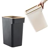 merrytime ゴミ箱 持ち手つき ごみ箱 オシャレ カワイイ スリム 角型 ナチュラル 風合い 木製 インテリア スタイリッシュ ゴミ袋見えない ホワイト