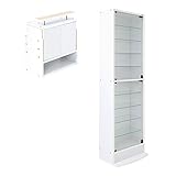 【福袋】【地球家具】フィギュアラック[レギュラ 深型 ホワイト][ハイタイプ本体＋上置ロータイプ]【耐震 専用 フィギュア 棚】 [鍵付きコレクションケース]