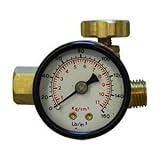 Interstate Pneumatics VR161 - In Line Needle Valve 1/4 FPT x 1/4 MPT - w/Gauge 1.5 0-160 PSI by Inte