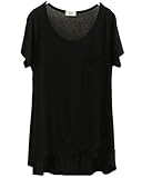 Mullsan Tシャツ 半袖 Vネック シンプル 無地 カットソー シャツ トップス スタイル レディース 春 夏 レディーズ ガールズ ナチュラル きれいめ (Black) [並行輸入品]