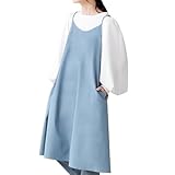 [créer] atRise [アットライズ] キャミソールエプロン レディース 【さっと被るだけ ワンピースエプロン】 可愛い おしゃれ しわになりにくい (ブルー, S)