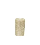 パックの4ピューターGlittered Dripping Wax Flameless LED照明付きピラーキャンドルwithタイマー5 "
