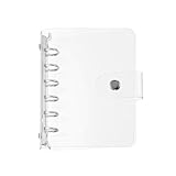 ISHR クリアバインダーカバー A7 シール帳 リフィル可能なノートブックシェル ミニ6穴手帳 柔軟なPVC製 女の子 日記帳 クリアポケット (透明, A7)