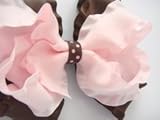 ゆるふわピン【ベビーピンク×ブラウン】リボンのヘアクリップピン 【セミオーダー】 [Baby Product]