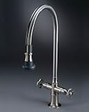 Jaclo 1022-B-PSS Pull-Off Spray Faucet with 10" Swivel Spout & Black Ceramic Lever, Polished Stainle