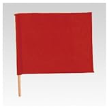 ユニット 手旗赤棒付 綿製 350×450mm 372-20 [A061700]