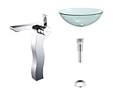 Kraus C-GV-101-12mm-14600CH Clear Glass Vessel Sink and Sonus Faucet Chrome by Kraus