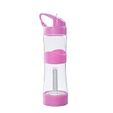 LED水ボトル、Liu Nian充電式USBライトボトルwith Hanging多機能照明水カップケトルのキャンプ夜Runnning Walking 25.2x7.2cm ピンク