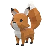 (ADOSSY) ペーパークラフト 動物 キット 用紙 立体的 大人 子ども 初心者 キツネ うさぎ レッサーパンダ (きつね)