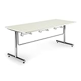 食堂テーブル/　GYMテーブル　【椅子掛けテーブル・幅1800×奥行き750mm・クロームメッキタイプ】 カラー:ニューグレー