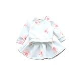 Ochine キッズ 女の子 長袖 コットン 上下セット 可愛い花プリント 子供 アウトウエア 子供洋服　誕生日　入学式　子供の日　三五七　遊園地　演奏会に スカート ピンク ブルー 100-140